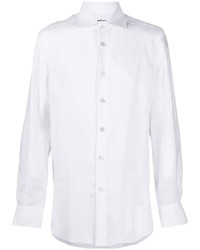 Camicia a maniche lunghe di lino bianca di Kiton