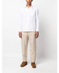 Camicia a maniche lunghe di lino bianca di 120% Lino