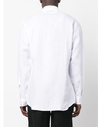 Camicia a maniche lunghe di lino bianca di Philipp Plein