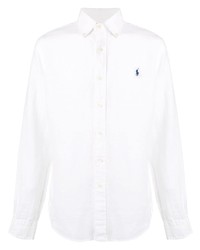Camicia a maniche lunghe di lino bianca di Ralph Lauren