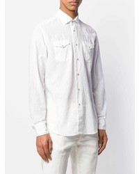 Camicia a maniche lunghe di lino bianca di Dell'oglio