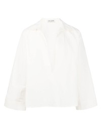 Camicia a maniche lunghe di lino bianca di Saint Laurent