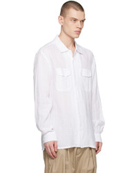 Camicia a maniche lunghe di lino bianca di Engineered Garments