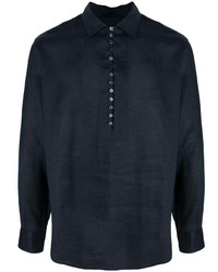 Camicia a maniche lunghe di lino blu scuro di Dolce & Gabbana