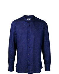 Camicia a maniche lunghe di lino blu scuro di Kent & Curwen