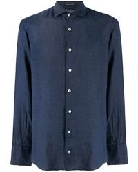Camicia a maniche lunghe di lino blu scuro di MC2 Saint Barth