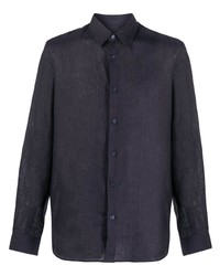 Camicia a maniche lunghe di lino blu scuro di Orlebar Brown