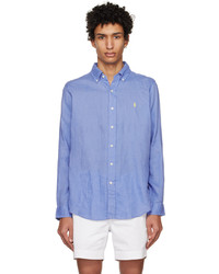 Camicia a maniche lunghe di lino blu scuro di Polo Ralph Lauren