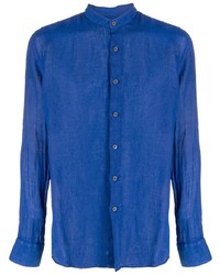 Camicia a maniche lunghe di lino blu di 120% Lino