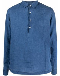 Camicia a maniche lunghe di lino blu di Barena