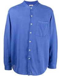 Camicia a maniche lunghe di lino blu di Coohem