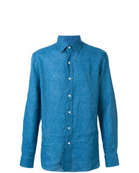 Camicia a maniche lunghe di lino blu di Doppiaa