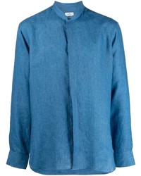 Camicia a maniche lunghe di lino blu di Etro