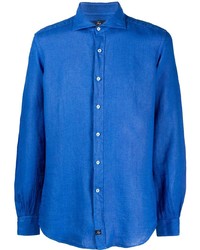 Camicia a maniche lunghe di lino blu di Fay