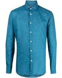 Camicia a maniche lunghe di lino blu di Frescobol Carioca