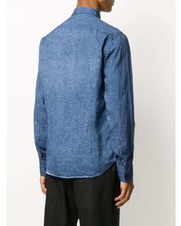 Camicia a maniche lunghe di lino blu di Karl Lagerfeld