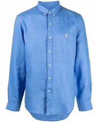 Camicia a maniche lunghe di lino blu di Polo Ralph Lauren