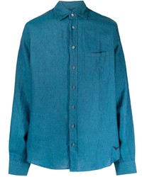 Camicia a maniche lunghe di lino blu di Sease