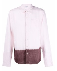 Camicia a maniche lunghe di lino effetto tie-dye rosa di James Perse