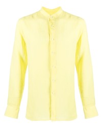 Camicia a maniche lunghe di lino gialla di 120% Lino