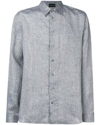 Camicia a maniche lunghe di lino grigia di Emporio Armani