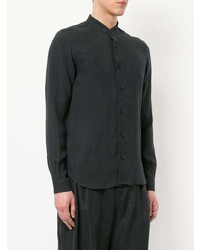 Camicia a maniche lunghe di lino grigio scuro di Sartorial Monk