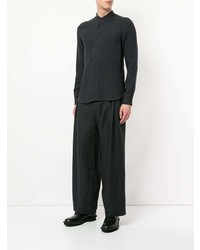 Camicia a maniche lunghe di lino grigio scuro di Sartorial Monk