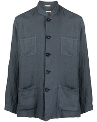 Camicia a maniche lunghe di lino grigio scuro di Massimo Alba
