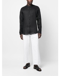 Camicia a maniche lunghe di lino nera di Karl Lagerfeld