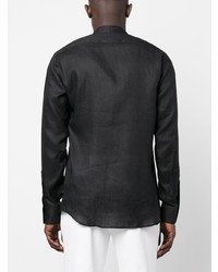 Camicia a maniche lunghe di lino nera di Karl Lagerfeld