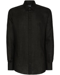 Camicia a maniche lunghe di lino nera di Dolce & Gabbana