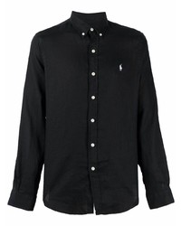 Camicia a maniche lunghe di lino nera di Polo Ralph Lauren