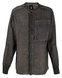 Camicia a maniche lunghe di lino patchwork grigio scuro di Thom Krom