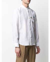 Camicia a maniche lunghe di lino ricamata bianca di Altea