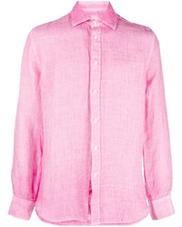 Camicia a maniche lunghe di lino rosa di 120% Lino