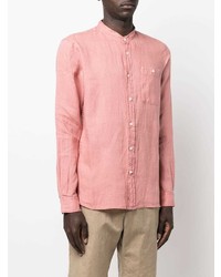 Camicia a maniche lunghe di lino rosa di Woolrich