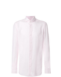 Camicia a maniche lunghe di lino rosa di Borrelli