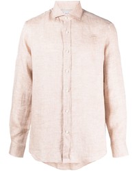 Camicia a maniche lunghe di lino rosa di Brunello Cucinelli