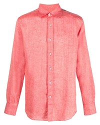 Camicia a maniche lunghe di lino rosa di Canali