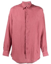 Camicia a maniche lunghe di lino rosa di Costumein