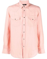 Camicia a maniche lunghe di lino rosa di Diesel