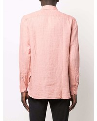 Camicia a maniche lunghe di lino rosa di Tommy Hilfiger