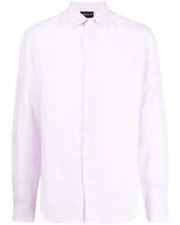 Camicia a maniche lunghe di lino rosa di Emporio Armani