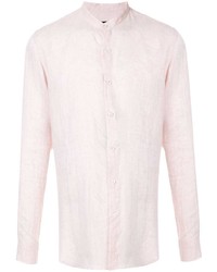 Camicia a maniche lunghe di lino rosa di Giorgio Armani
