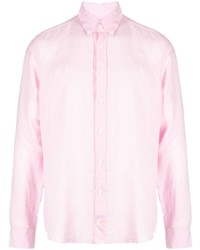 Camicia a maniche lunghe di lino rosa di Hackett