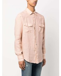 Camicia a maniche lunghe di lino rosa di Jacob Cohen