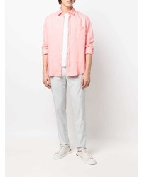 Camicia a maniche lunghe di lino rosa di BOSS