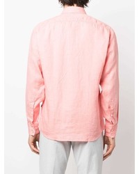 Camicia a maniche lunghe di lino rosa di BOSS