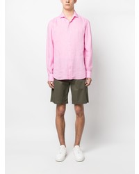 Camicia a maniche lunghe di lino rosa di MC2 Saint Barth