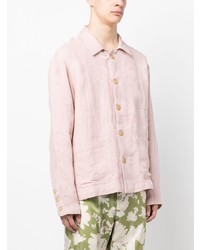 Camicia a maniche lunghe di lino rosa di By Walid